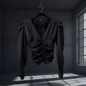 Nasty Gal Black Satin Shirt